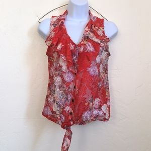 American Rag Red Sleeveless Floral Top